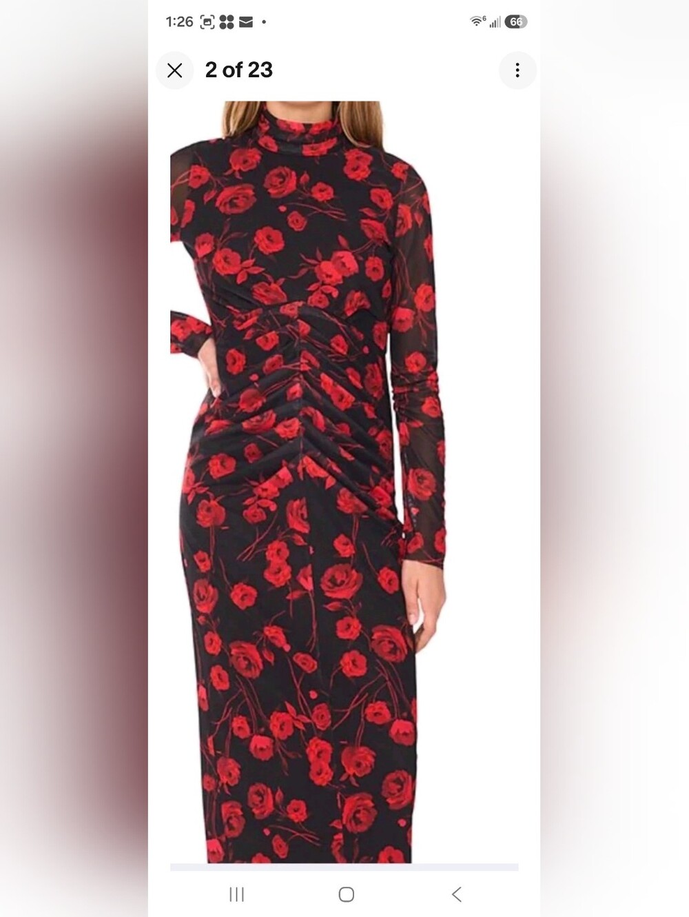 1. State Black Long Sleeve Midi Dress with Red Floral Print